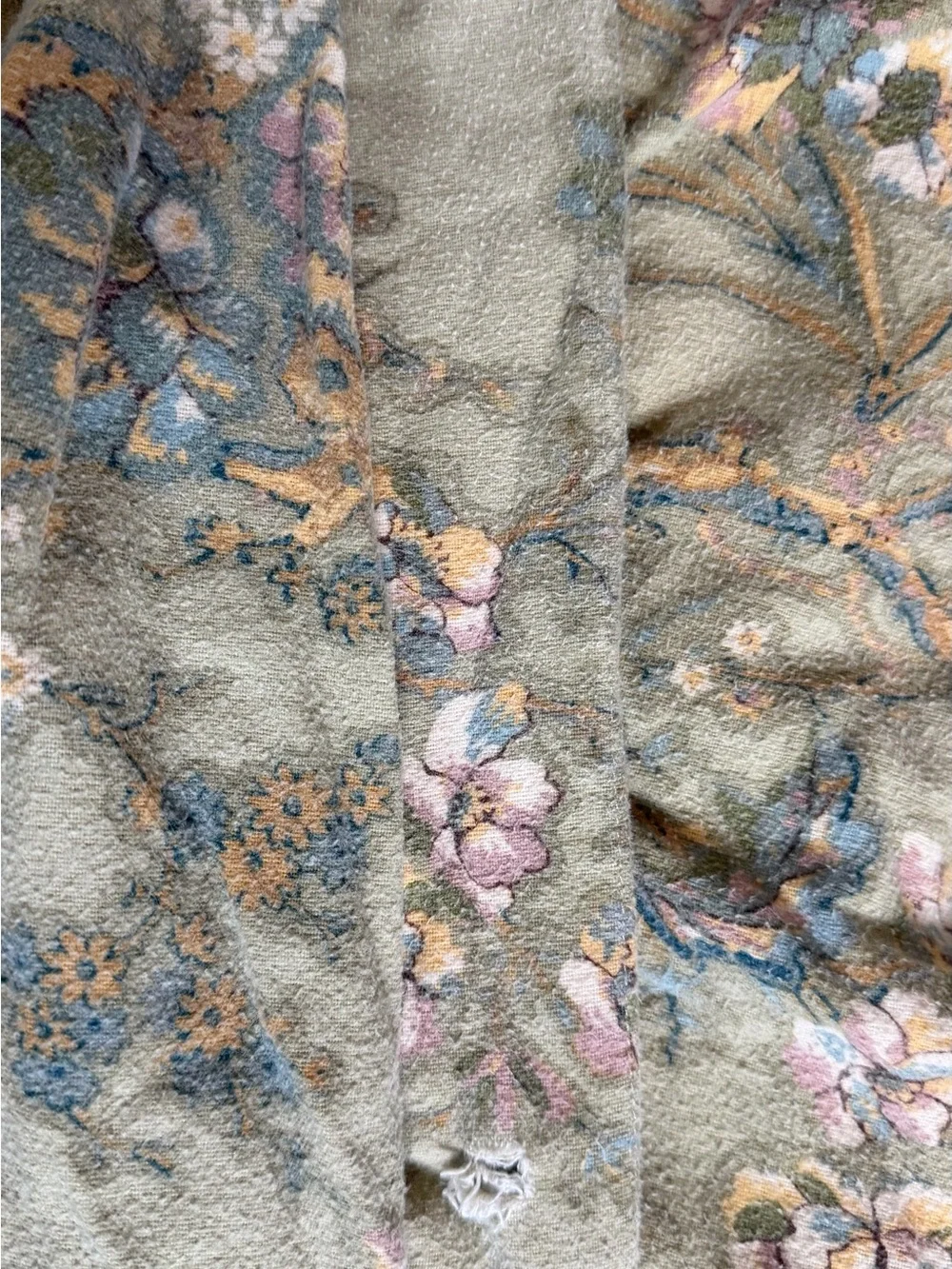 Pottery Barn Sage Green Floral Jacquard Throw Panel